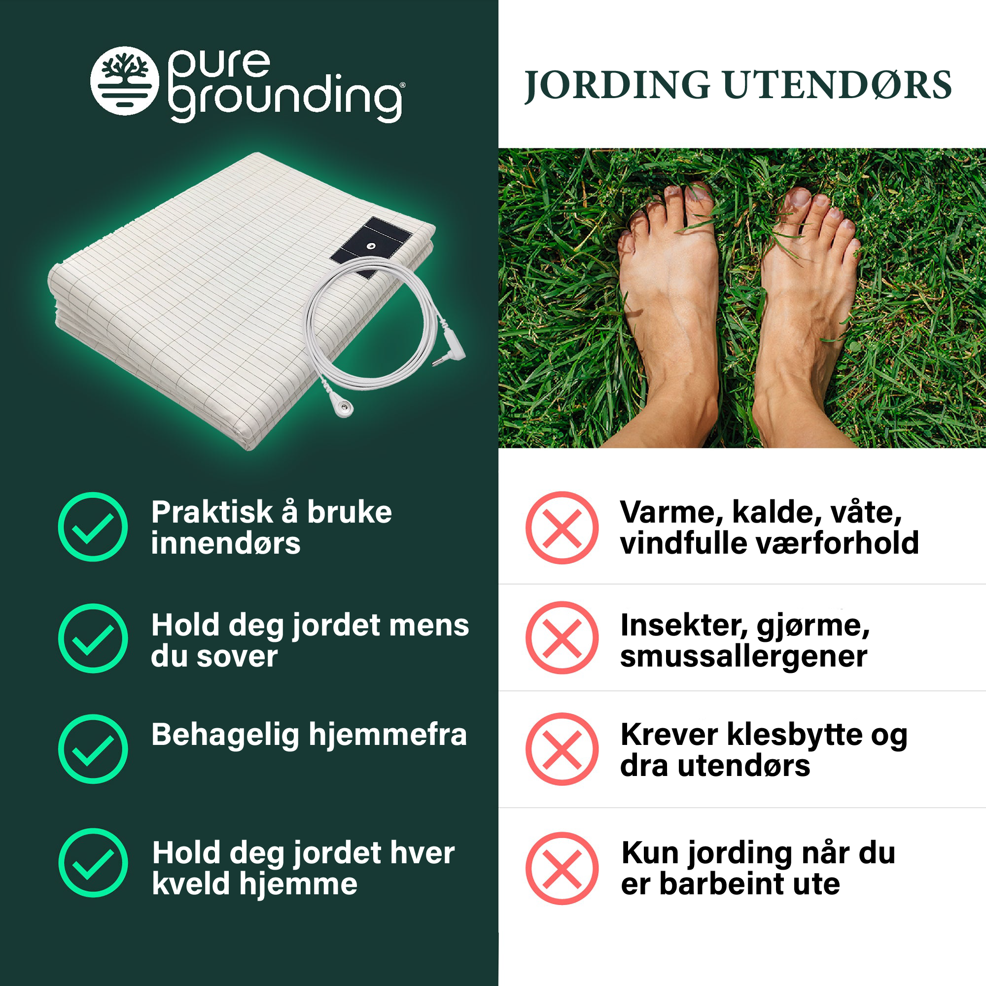 PureGrounding® Sengeteppe