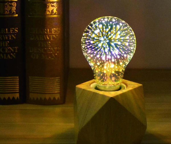 3D LED Dekorativ Lyspære – Sølvbelagt Glass, E27, 6.3 Tommer