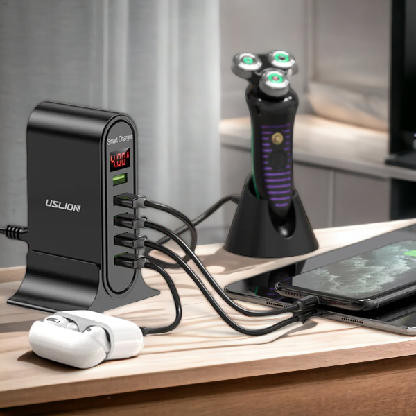 5-Port USB-ladestasjon – Rask og effektiv lader for flere enheter hjemme og på kontoret